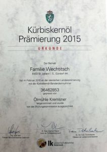 Kernöl Prämierung 2015